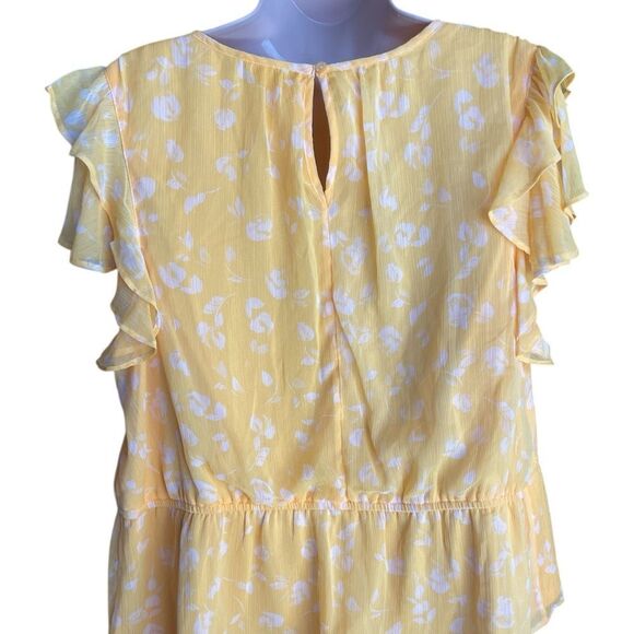 Simply Vera Vera Floral Wang Yellow Ruffled Flutter Sleeve Top XXL - Picture 3 of 5